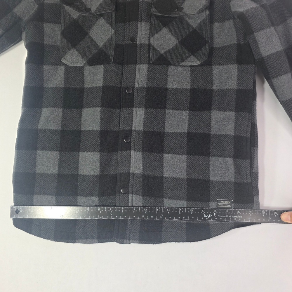 Volcom Mens Buffalo Plaid Fleece Shirt Jacket Grey Black Quilted Lining Size M - Picture 12 of 14